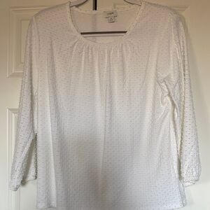 J. Crew White Textured Long Sleeve Tee